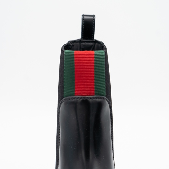 size 39.5G 9.5 US Gucci Chelsea Web Black Calf Leather Boots - Picture 7 of 10